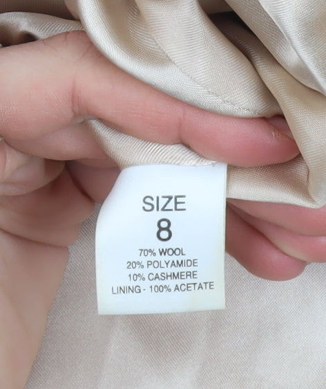 Anne Brooks Petite Beige Wool Cashmere Blend Long Coat Size 8