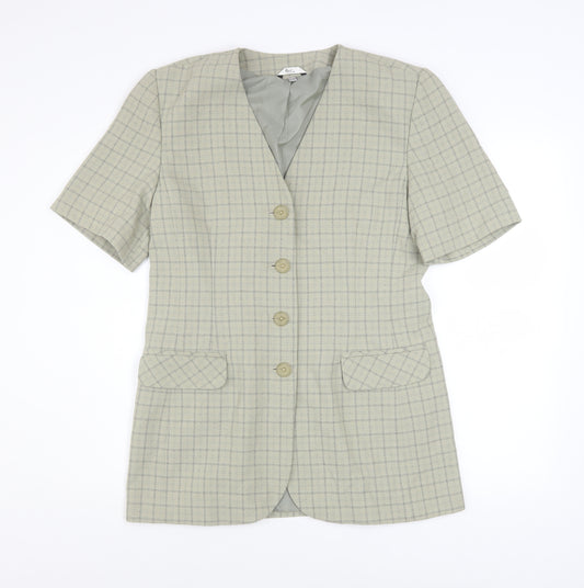 Klass Collection Women's Beige Check Short Sleeve Blazer Size 10