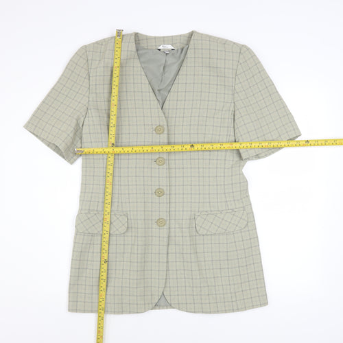 Klass Collection Women's Beige Check Short Sleeve Blazer Size 10