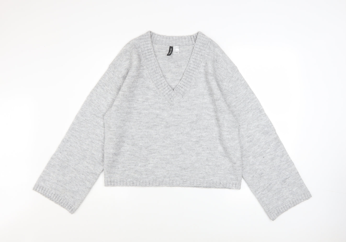 H&M Divided Women’s Grey V-Neck Knit Jumper Size S