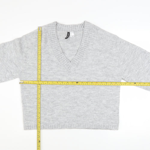 H&M Divided Women’s Grey V-Neck Knit Jumper Size S