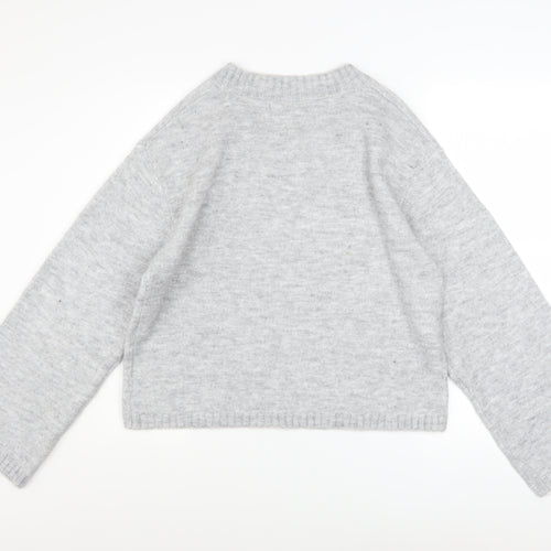 H&M Divided Women’s Grey V-Neck Knit Jumper Size S