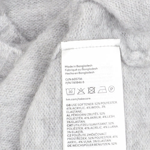 H&M Divided Women’s Grey V-Neck Knit Jumper Size S