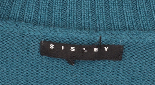 Sisley Women's Blue Knit Long Sleeve Cardigan L