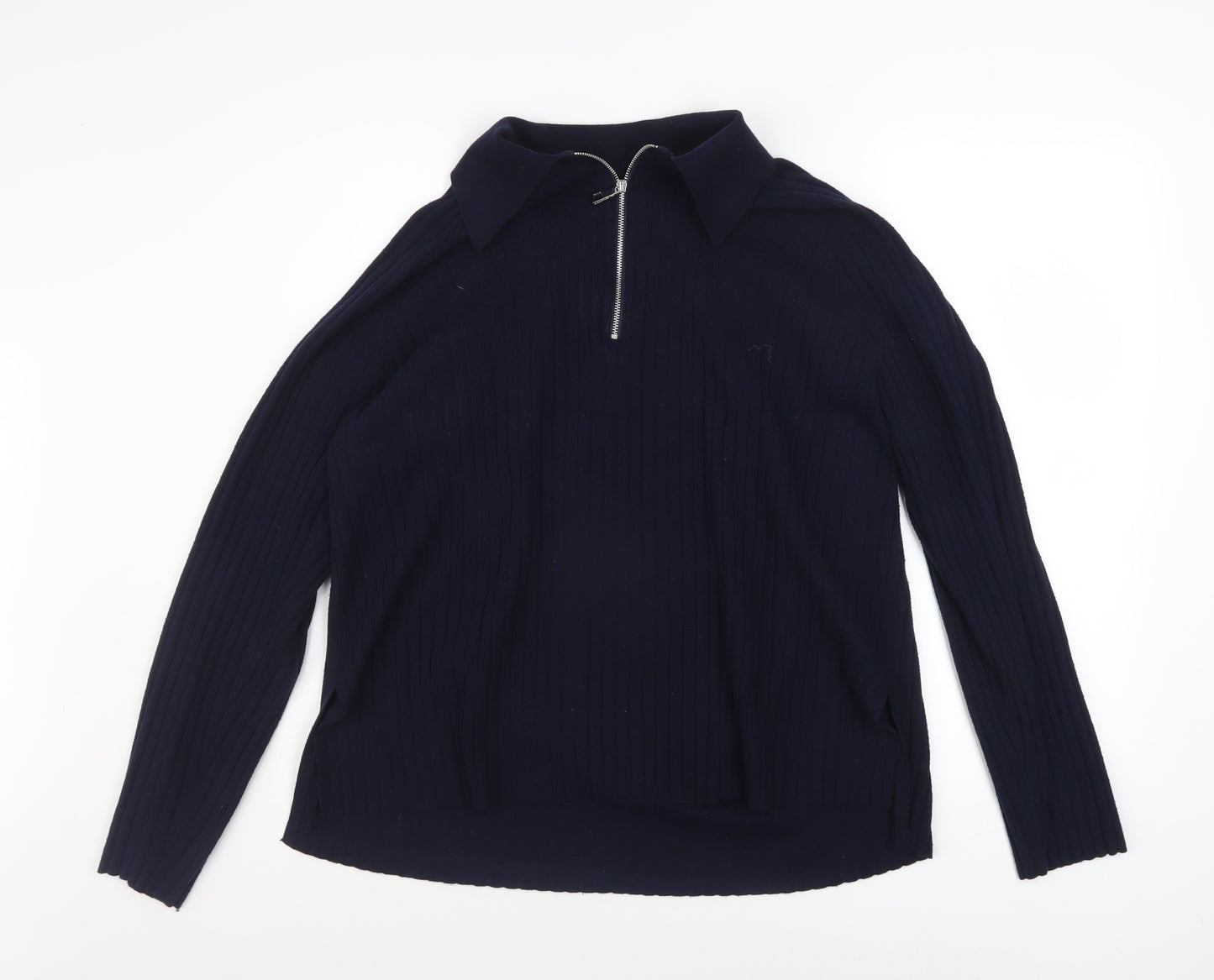 Whistles Women’s Blue Collared Half Zip Cotton Knit Jumper XL