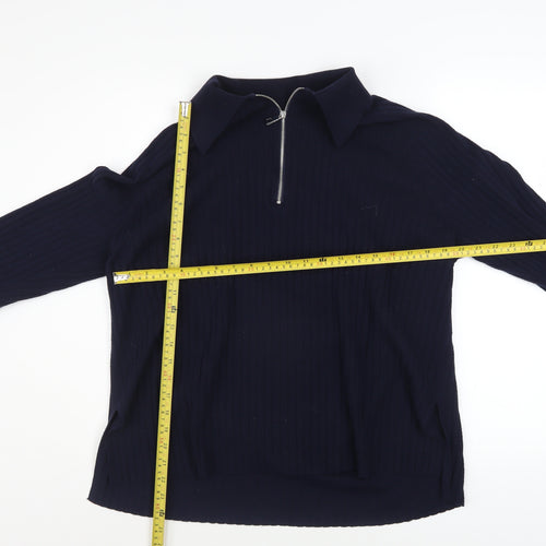 Whistles Women’s Blue Collared Half Zip Cotton Knit Jumper XL