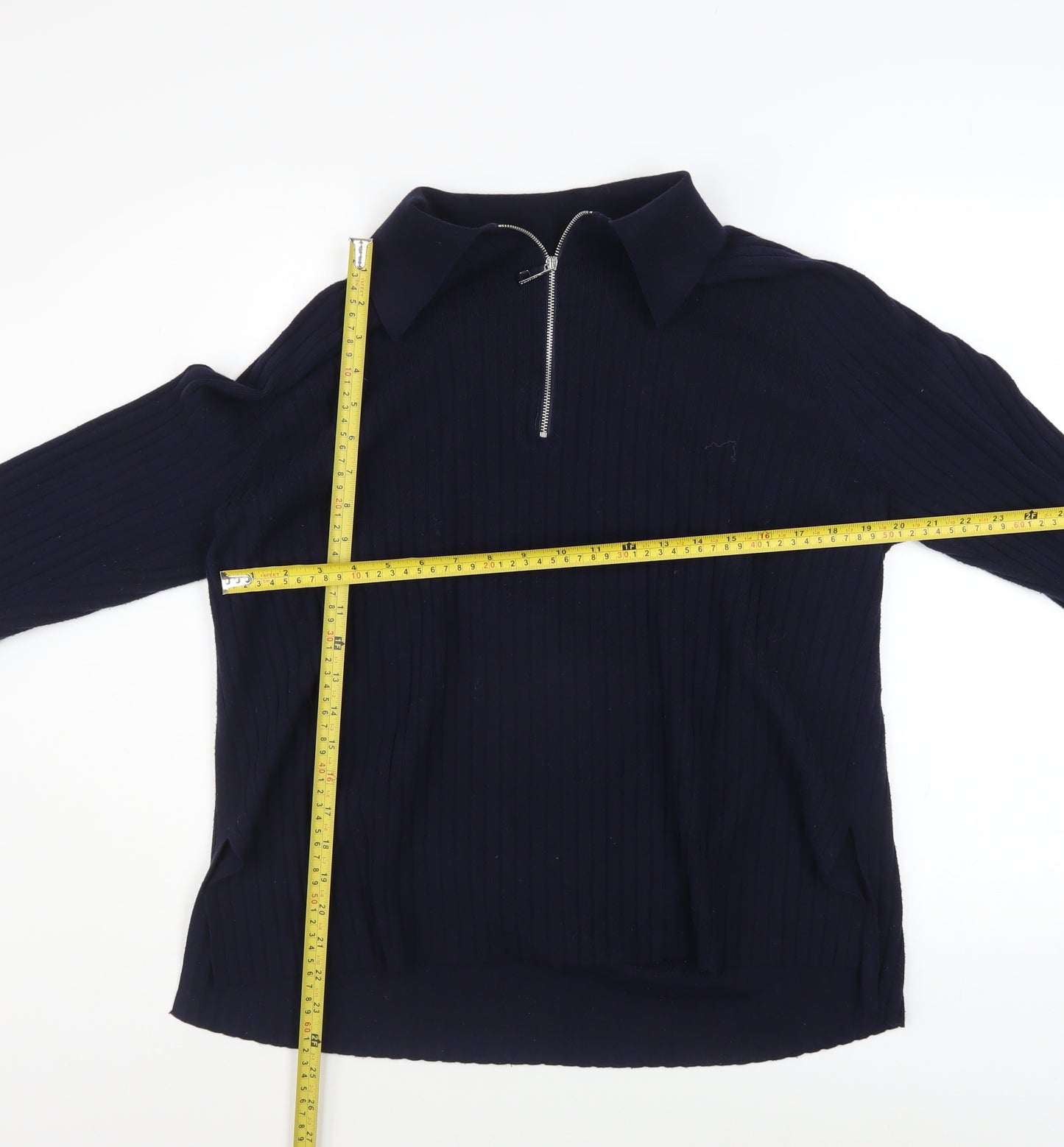 Whistles Women’s Blue Collared Half Zip Cotton Knit Jumper XL