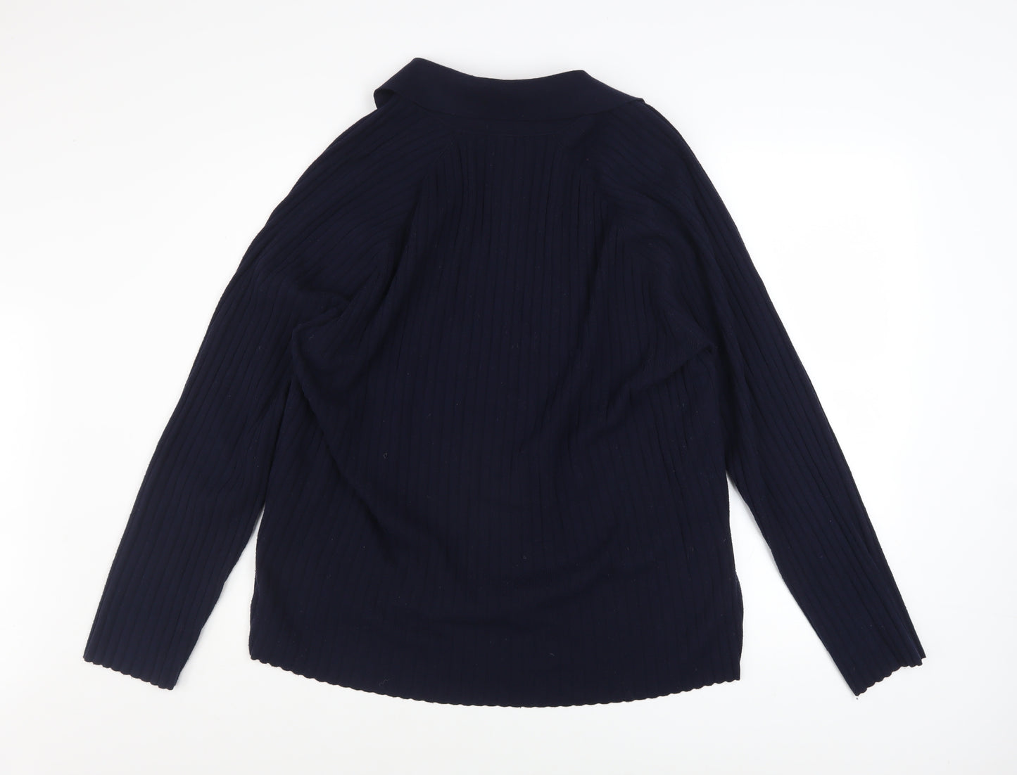 Whistles Women’s Blue Collared Half Zip Cotton Knit Jumper XL