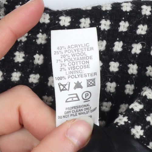 Et Vous Women's Black Check Trench Coat Size 12 Belted Wool Blend
