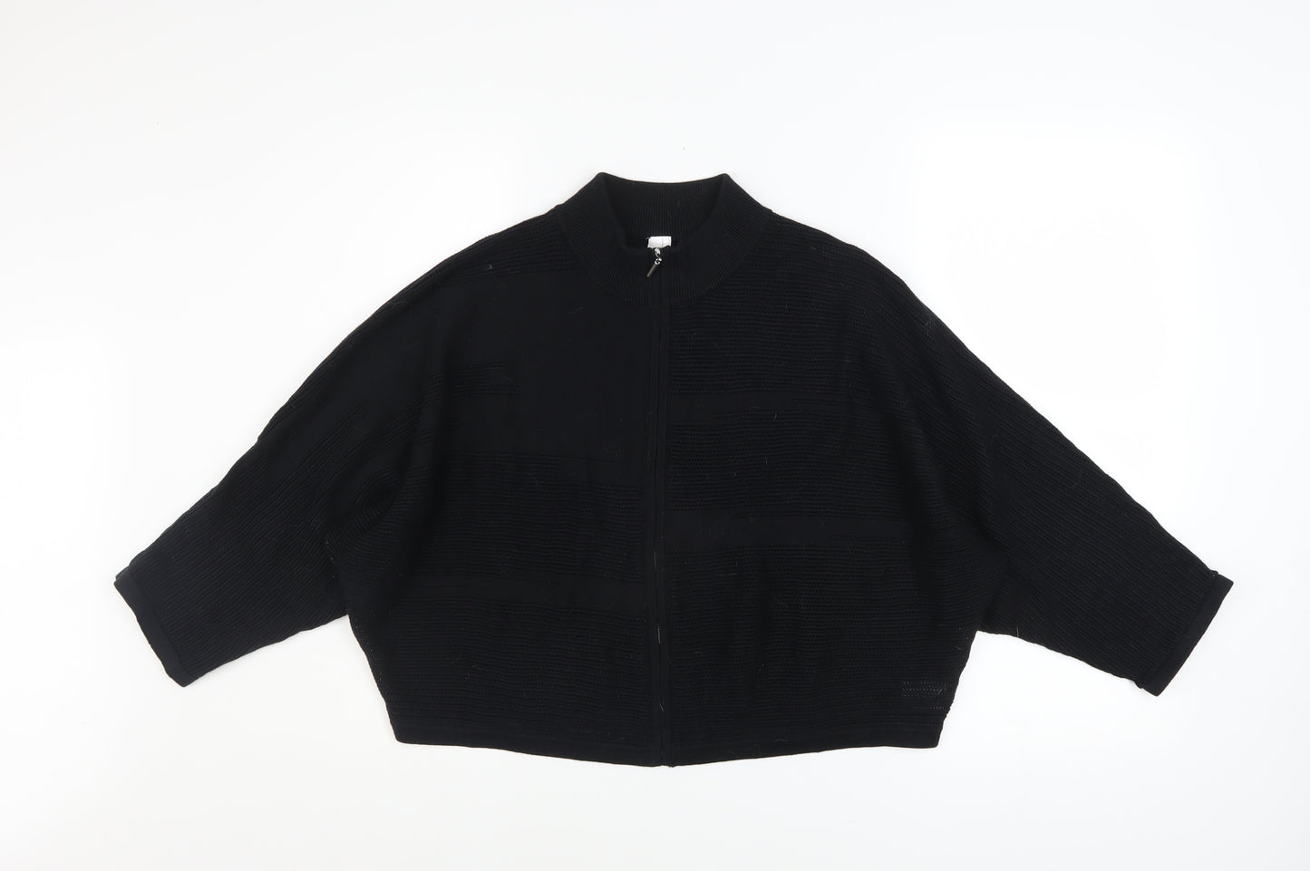 Wynne Collection Women's Black Knit Zip Short Relaxed Jacket Size S