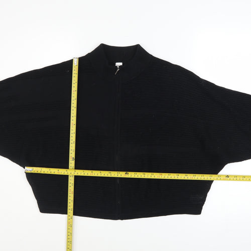 Wynne Collection Women's Black Knit Zip Short Relaxed Jacket Size S