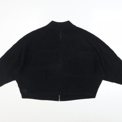 Wynne Collection Women's Black Knit Zip Short Relaxed Jacket Size S