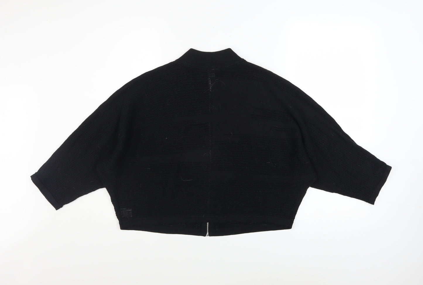 Wynne Collection Women's Black Knit Zip Short Relaxed Jacket Size S