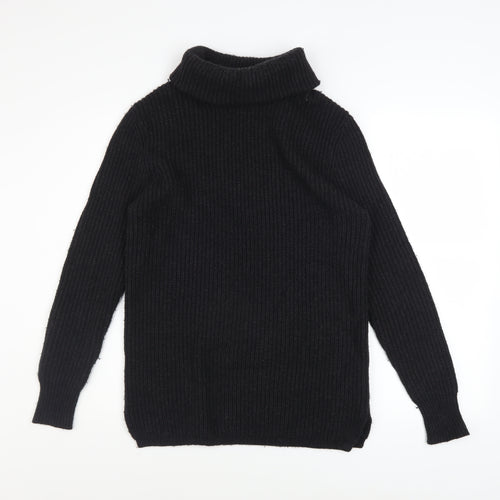 AllSaints Womens Black Wool Blend Roll Neck Ribbed Jumper XS