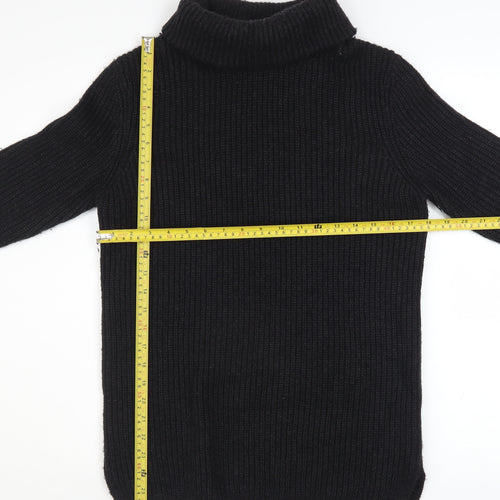 AllSaints Womens Black Wool Blend Roll Neck Ribbed Jumper XS