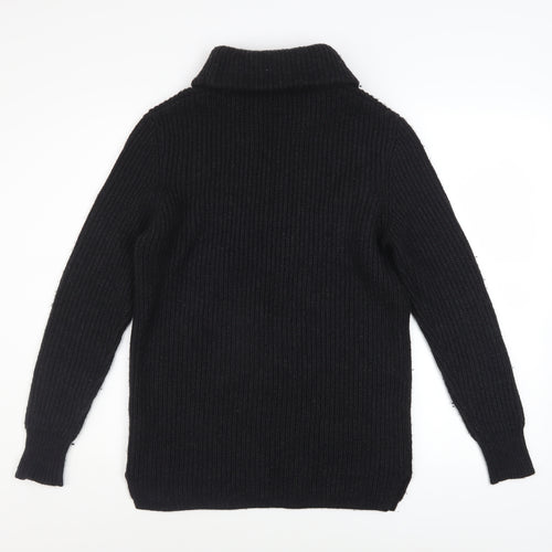 AllSaints Womens Black Wool Blend Roll Neck Ribbed Jumper XS
