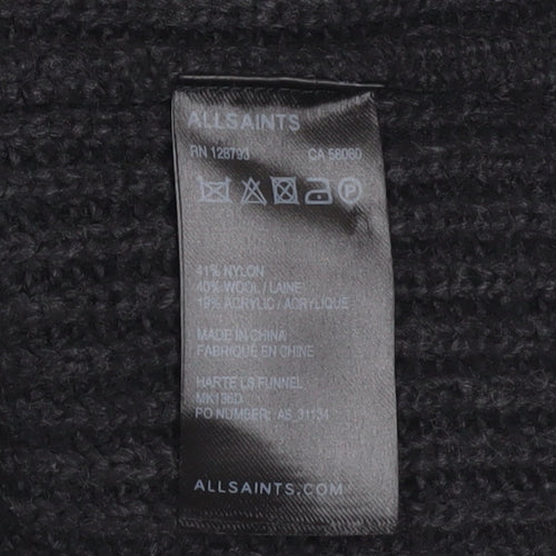 AllSaints Womens Black Wool Blend Roll Neck Ribbed Jumper XS