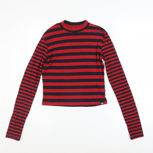 Superdry Women’s Red Striped Long Sleeve Cropped T-Shirt Size S