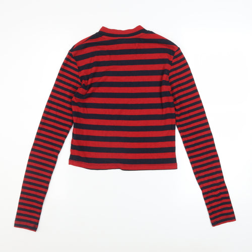 Superdry Women’s Red Striped Long Sleeve Cropped T-Shirt Size S