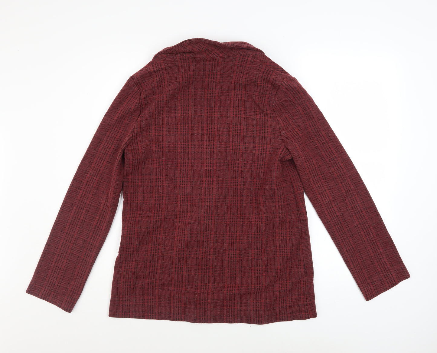 Topshop Women Red Check Cotton Blend Blazer UK 10 Classic Style