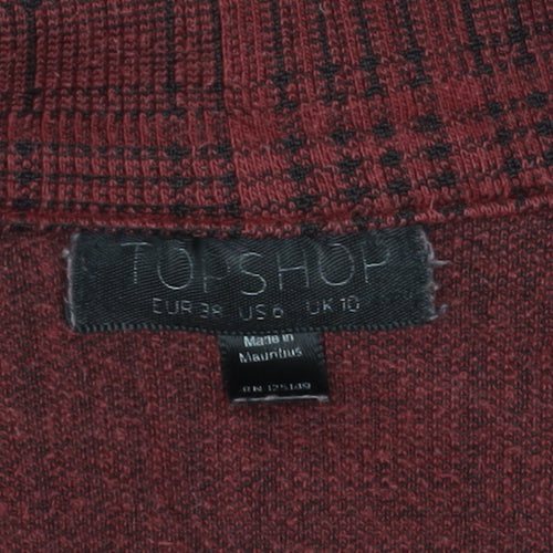 Topshop Women Red Check Cotton Blend Blazer UK 10 Classic Style