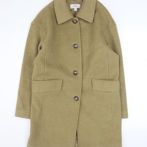 Marks and Spencer Women’s Beige Wool Blend Mid-Length Coat Size 8