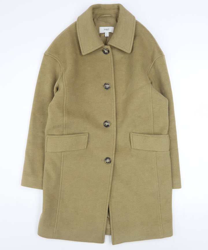 Marks and Spencer Women’s Beige Wool Blend Mid-Length Coat Size 8