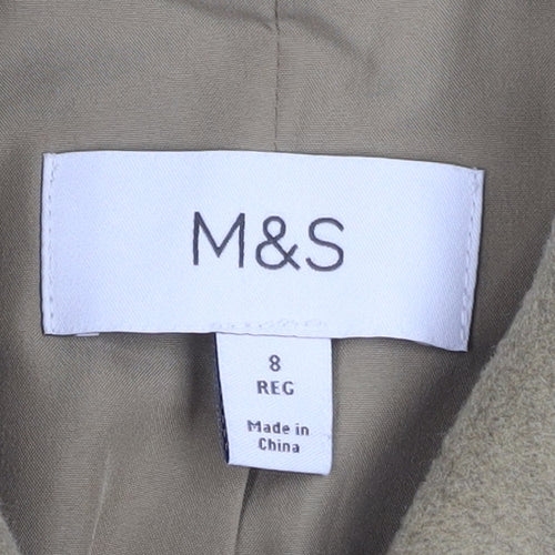 Marks and Spencer Women’s Beige Wool Blend Mid-Length Coat Size 8