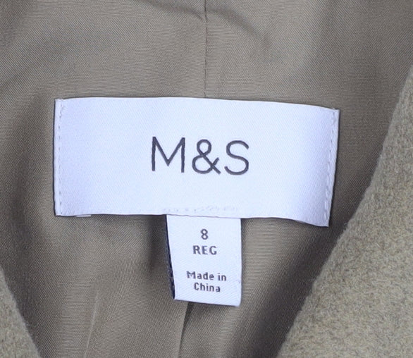 Marks and Spencer Women’s Beige Wool Blend Mid-Length Coat Size 8