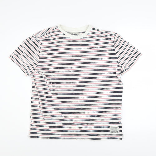 The Stronghold Men’s Multicoloured Striped Cotton Crew Neck T-Shirt M