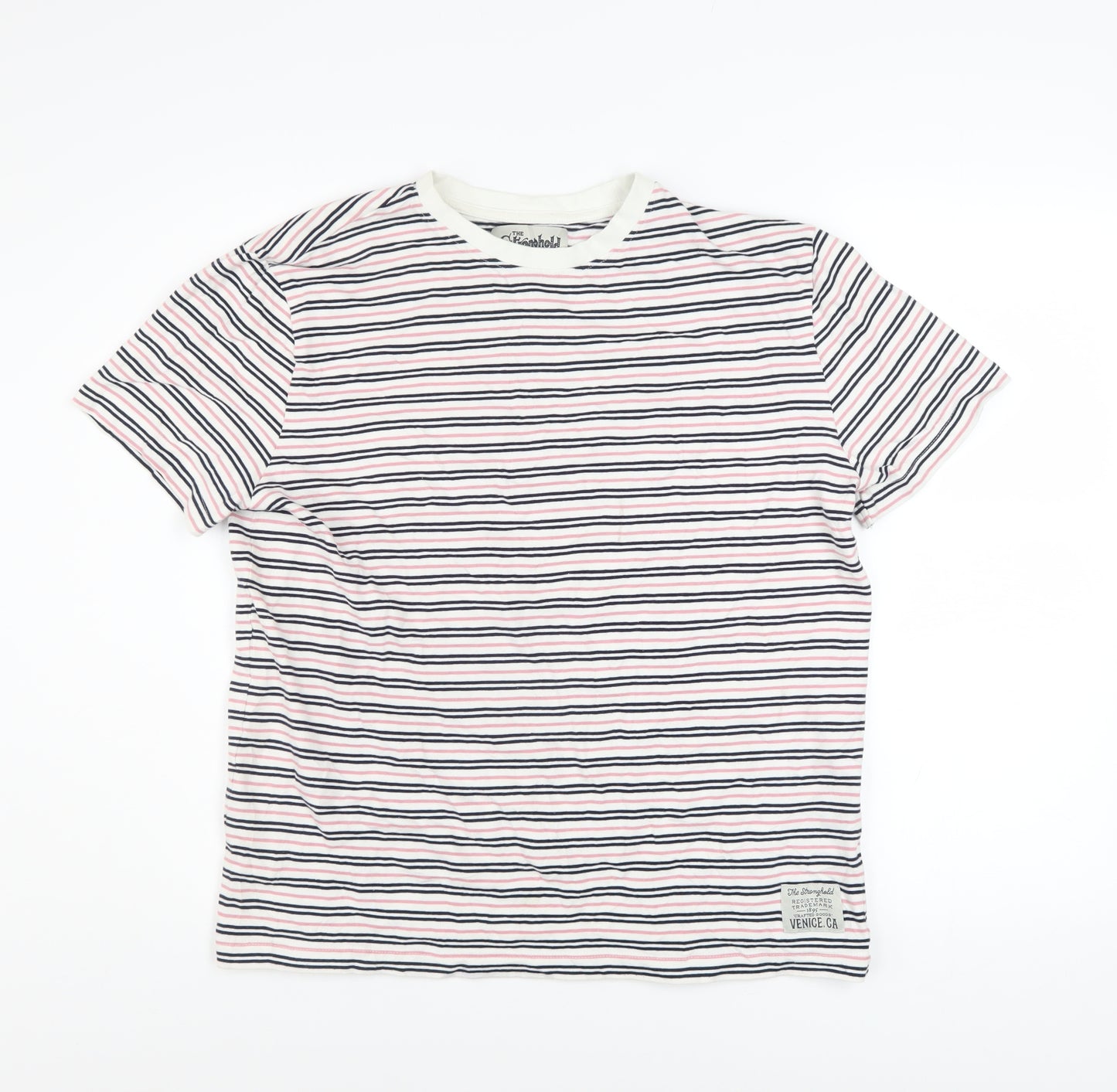 The Stronghold Men’s Multicoloured Striped Cotton Crew Neck T-Shirt M