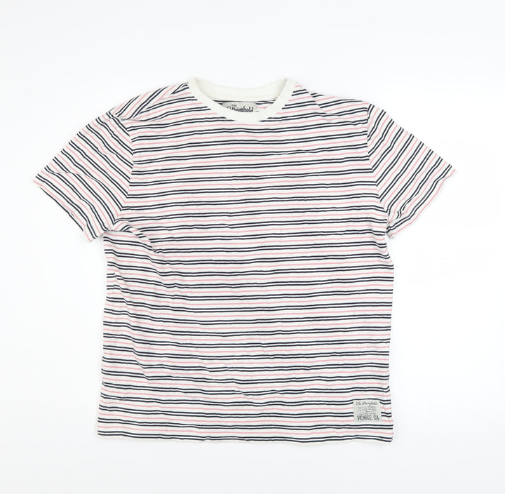 The Stronghold Men’s Multicoloured Striped Cotton Crew Neck T-Shirt M