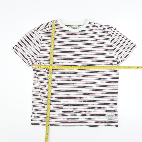 The Stronghold Men’s Multicoloured Striped Cotton Crew Neck T-Shirt M