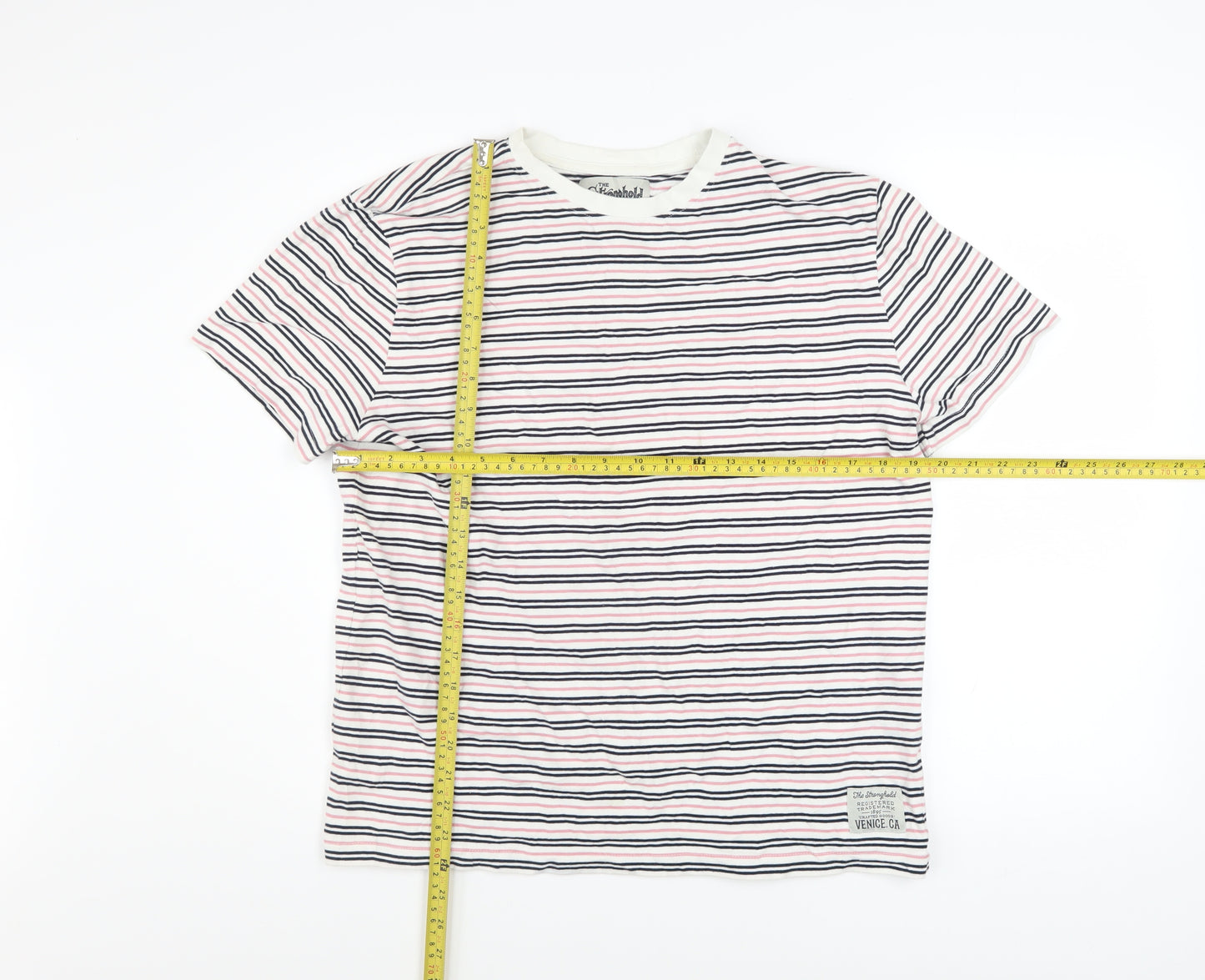 The Stronghold Men’s Multicoloured Striped Cotton Crew Neck T-Shirt M