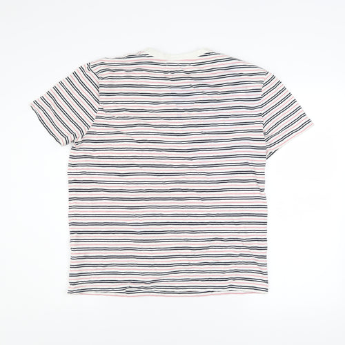 The Stronghold Men’s Multicoloured Striped Cotton Crew Neck T-Shirt M
