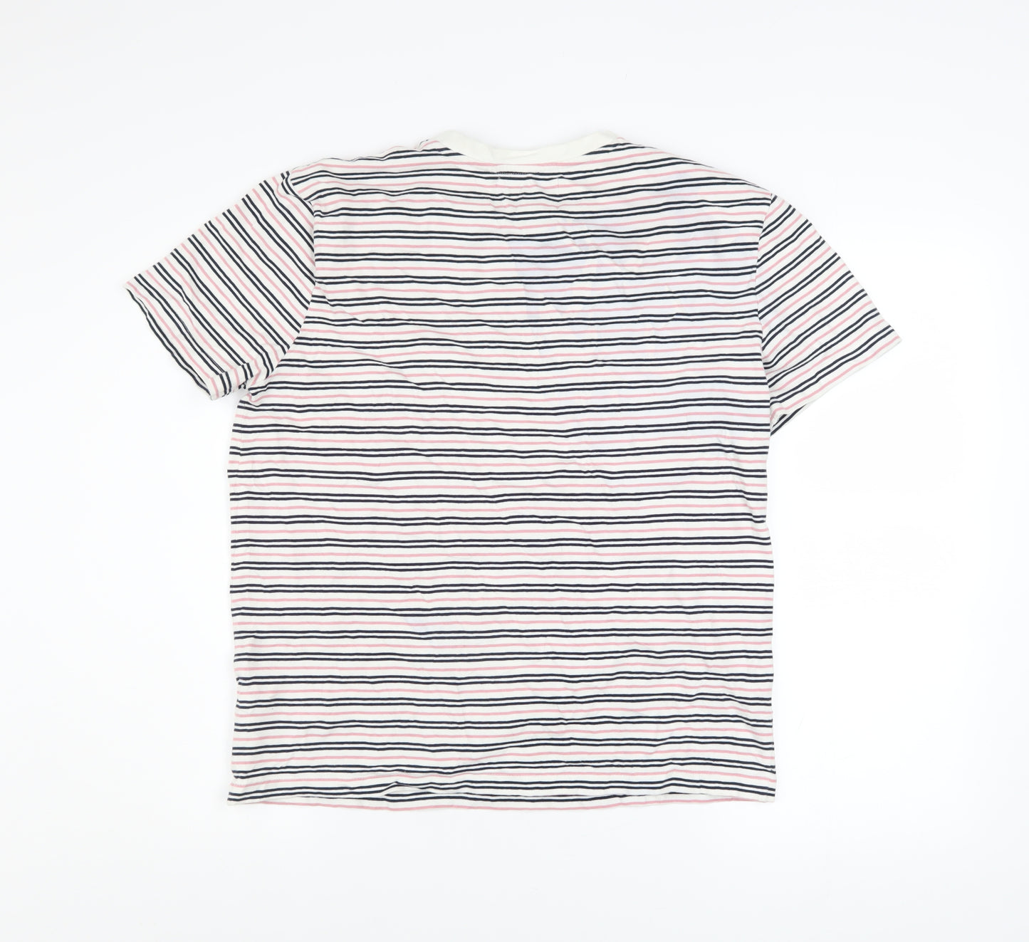 The Stronghold Men’s Multicoloured Striped Cotton Crew Neck T-Shirt M