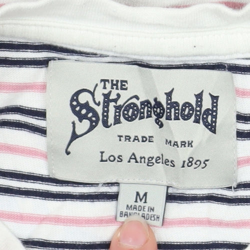 The Stronghold Men’s Multicoloured Striped Cotton Crew Neck T-Shirt M