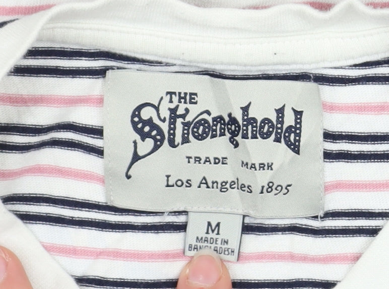 The Stronghold Men’s Multicoloured Striped Cotton Crew Neck T-Shirt M