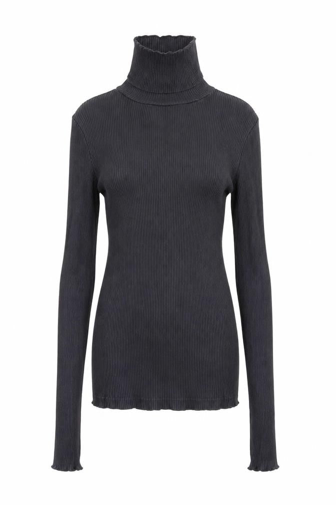 Fat Face Women’s Grey Roll Neck Long Sleeve Ribbed Top Size 10