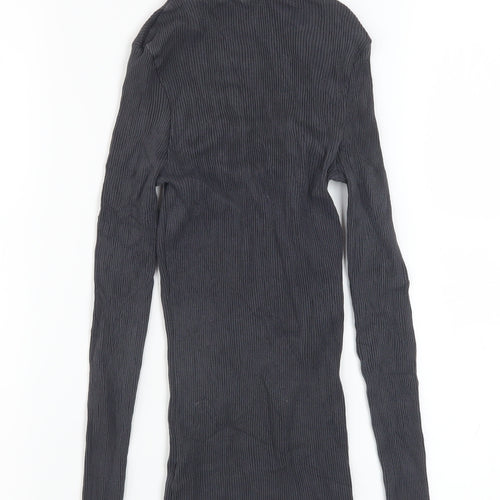 Fat Face Women’s Grey Roll Neck Long Sleeve Ribbed Top Size 10