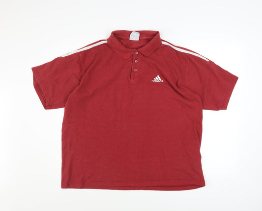 Adidas Mens Red 2XL Polo Shirt Cotton Blend Sportswear