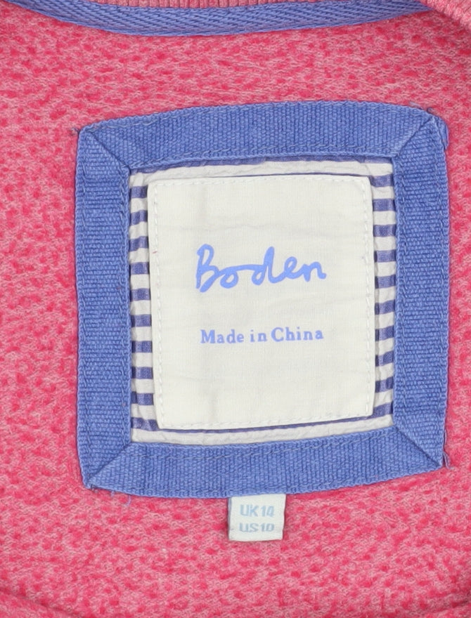 Boden Womens Pink Crew Neck Long Sleeve Cotton Blend Sweatshirt UK 10