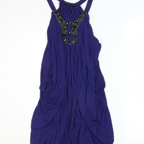 Marks and Spencer Womens Purple Beaded Halter Camisole Tank Top UK 12