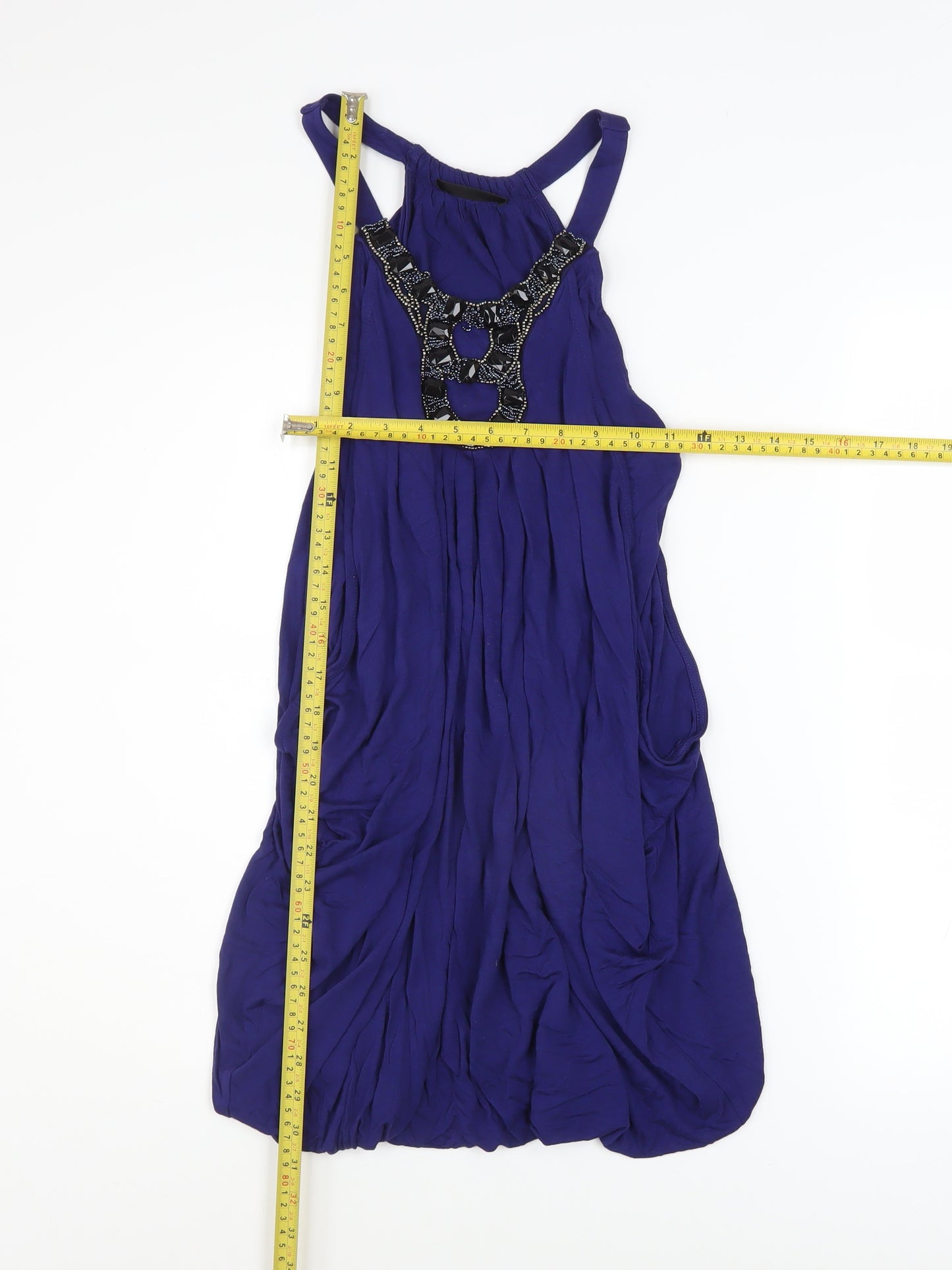 Marks and Spencer Womens Purple Beaded Halter Camisole Tank Top UK 12