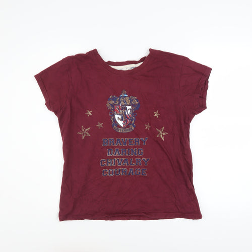 Harry Potter Gryffindor Women Red Short Sleeve T-Shirt Pyjama Top UK 10-12