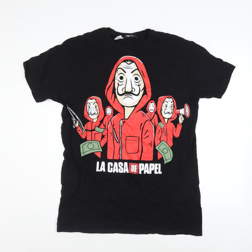 FB Sister La Casa De Papel Black Graphic Print Men's L T-Shirt