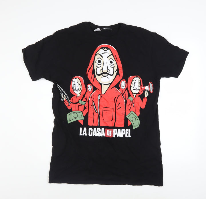 FB Sister La Casa De Papel Black Graphic Print Men's L T-Shirt