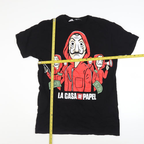 FB Sister La Casa De Papel Black Graphic Print Men's L T-Shirt
