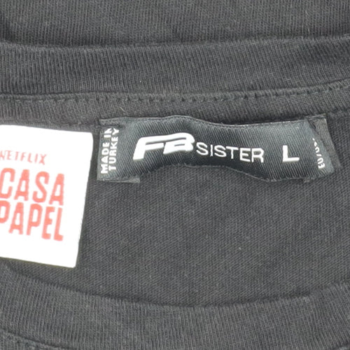 FB Sister La Casa De Papel Black Graphic Print Men's L T-Shirt