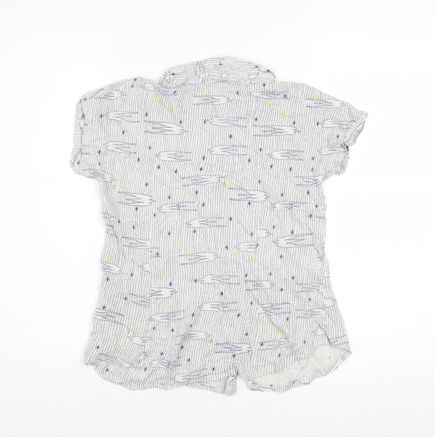 White Stuff Women's Blue Striped Linen Button-Up Shirt UK 10